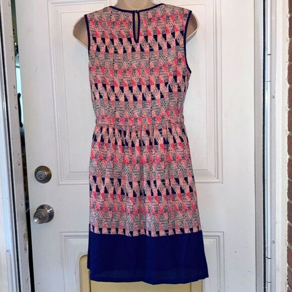 YA LOS ANGELES Pink and Blue Midi Over the Knee Dress Blue Hem Sleeveless Medium - Picture 4 of 14